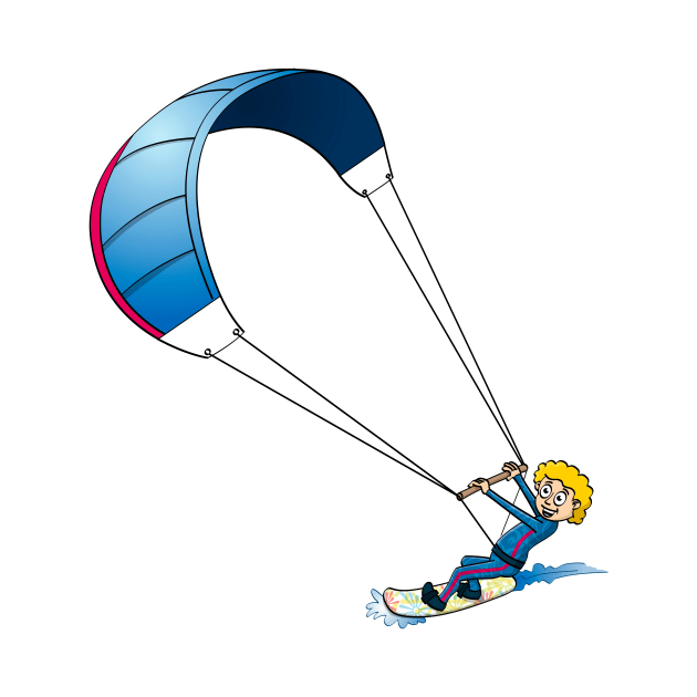 The happy kitesurfing boy illustration by Stefs-Red-Shop