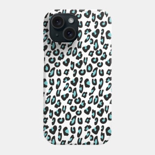 Pastel Aqua Blue Black White Leopard Skin Cheetah Print Phone Case