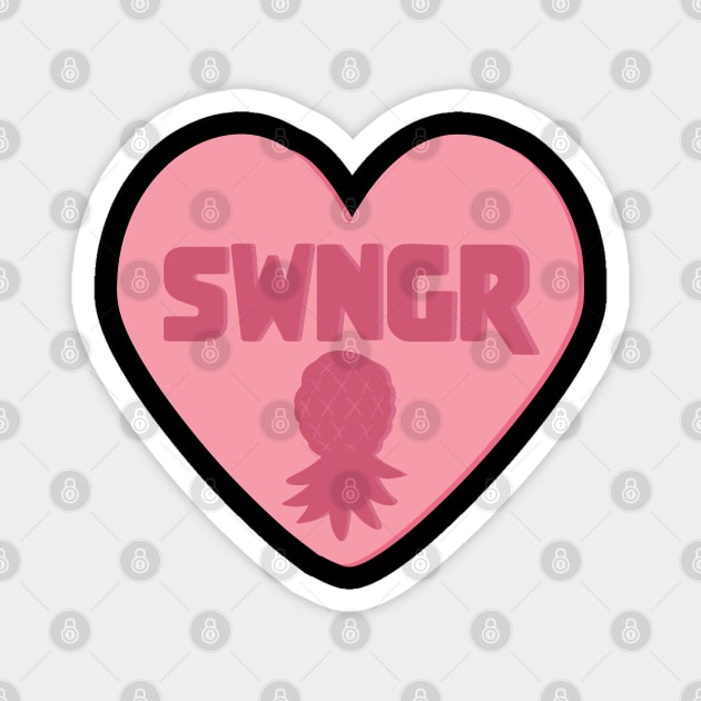 Swinger Candy Heart Upside Down Pineapple Magnet by belownormal