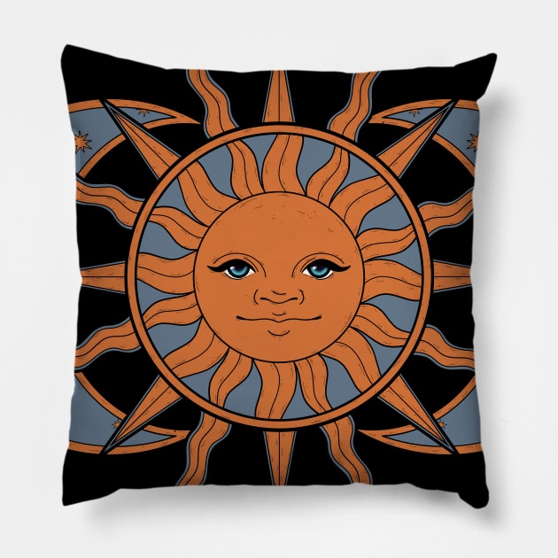 Celestial Sun and Moon and Stars Pillow by katieharperart