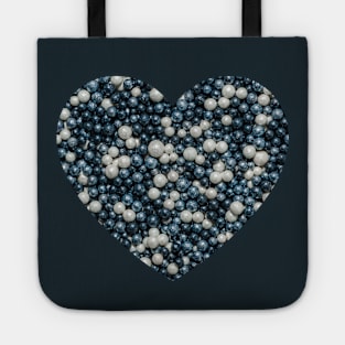 Black, White and Silver Sprinkle Spheres Candy Photograph Heart Tote