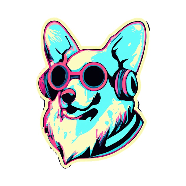 Corgi Synthwave Dog Lover Welsh by BetterManufaktur