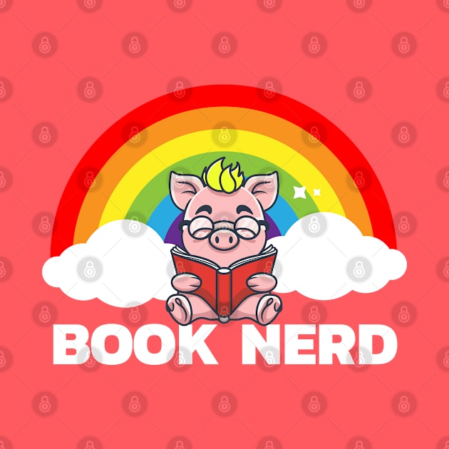 Nerd Book Pig Reading a Book in the Rainbow by KENG 51