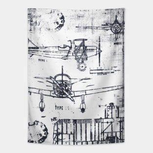 Vintage retro Airplane Aviation Print Tapestry