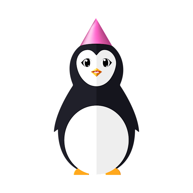 funny penguin in a party hat by Olha_Kulbachna