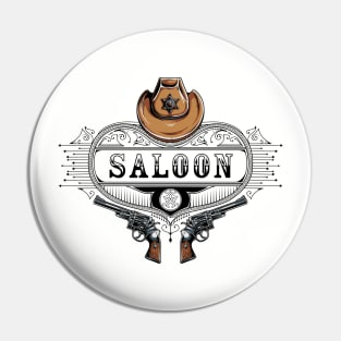 Saloon Hat Revolver Heart Pin