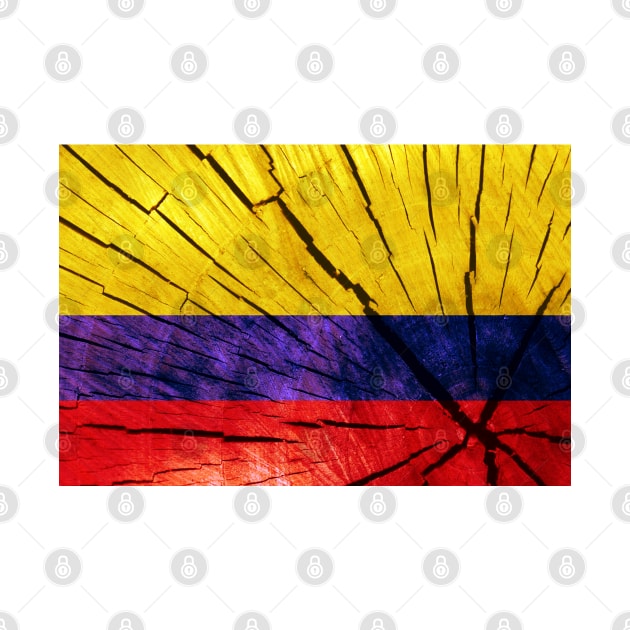 Flag of Columbia – Tree Trunk Wood by DrPen