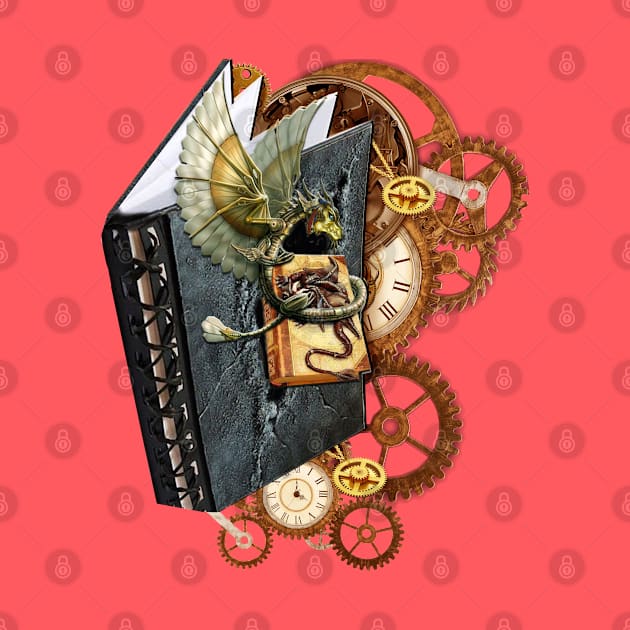 Steampunk-Art Dragon storybook & wheels shirt by Nadine8May