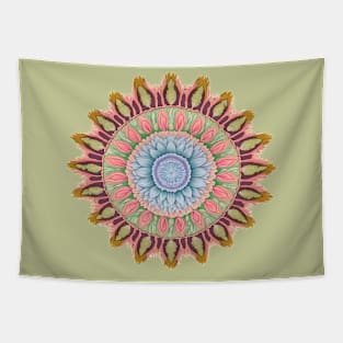 Abstract Circle Pattern With Floral Elements 12 Tapestry