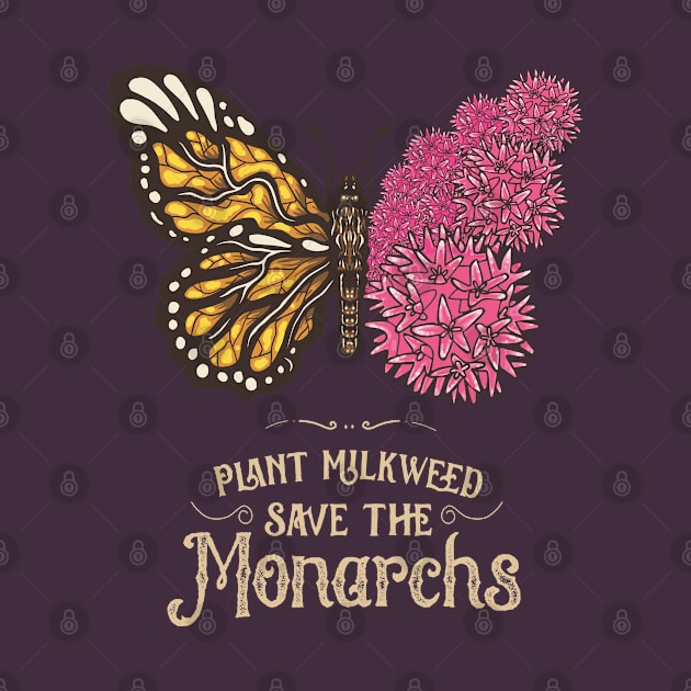 Monarch Butterfly Plant Milkweed Vintage Art by USProudness