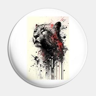 Jaguar Ink Painting Portrait Pin