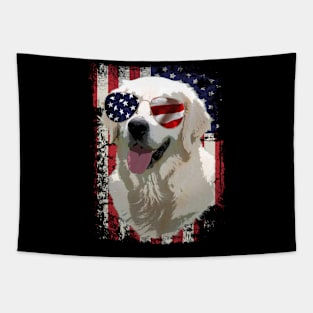 American Flag Great Pyrenees Dreams, Trendy Tee Collection for Dog Enthusiasts Tapestry