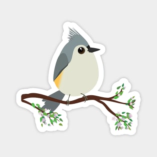 Cute egg shaped tufted titmouse Magnet