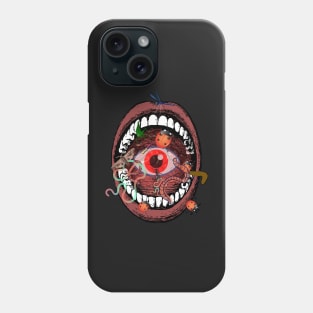 open mouth with eye and several bugs inside Phone Case