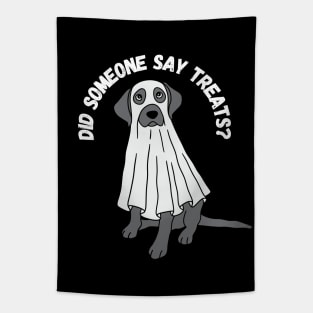 Did someone say treats? Halloween, dog, labrador, ghost Tapestry