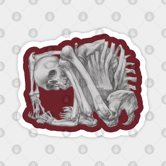 Eerie Pencil Sketch - Intriguing Skeleton in Confinement Magnet by Vlad