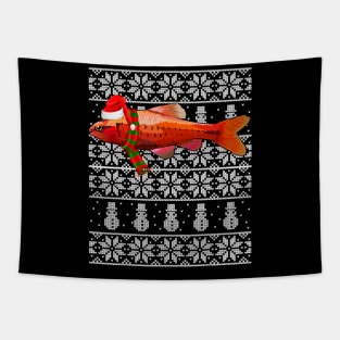 Fish Xmas Santa Hat Cherry Barb Ugly Christmas Tapestry