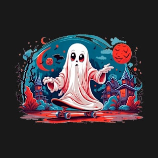 Cute Ghost On Skateboard T-Shirt