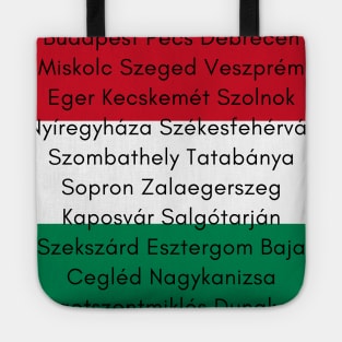 Hungarian Flag Colors with Cities Tote