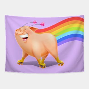 Rainbow Roller Piggy Tapestry