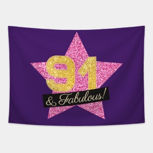 91st Birthday Gifts Women Fabulous - Pink Gold Tapestry