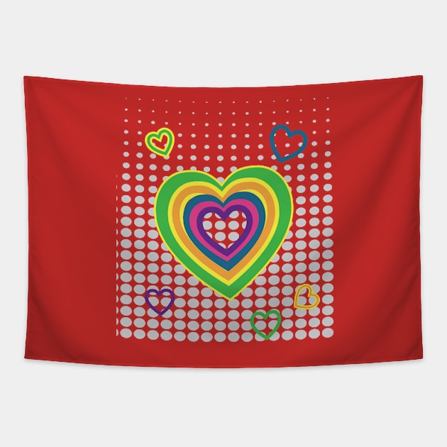 Rainbow Heart Beat Tapestry by markatos