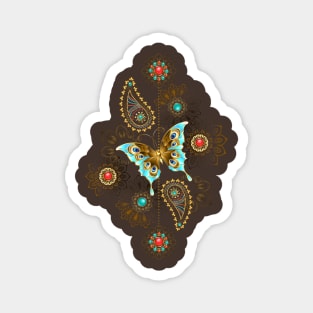 Pattern with Turquoise Butterfly Magnet