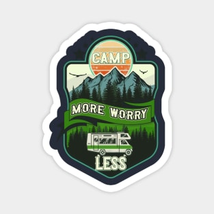 Camp more worry less, RV Camping Club vintage funny , retro landscape RV camping Magnet