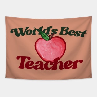 World's Best Teacher Red Delicious Apple Tapestry