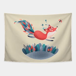 Fox and ladybug Tapestry