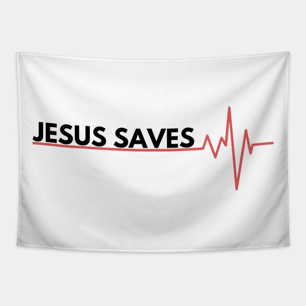 Jesus Saves Tapestry by Happy - Design