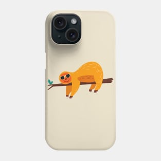 lazy sloth on tree with glasses Phone Case