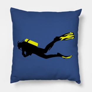 Sport stylized - diver with diver bottle and fins Pillow