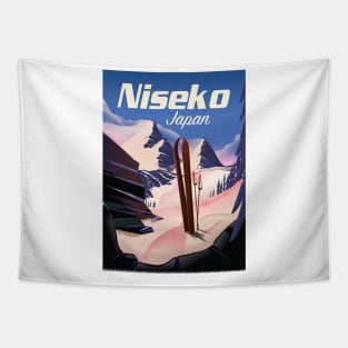 Niseko Hokkaido vintage style ski poster Tapestry