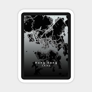 Hong Kong China City Map dark Magnet