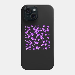 Tiny Purple Passion Hearts on Black Phone Case