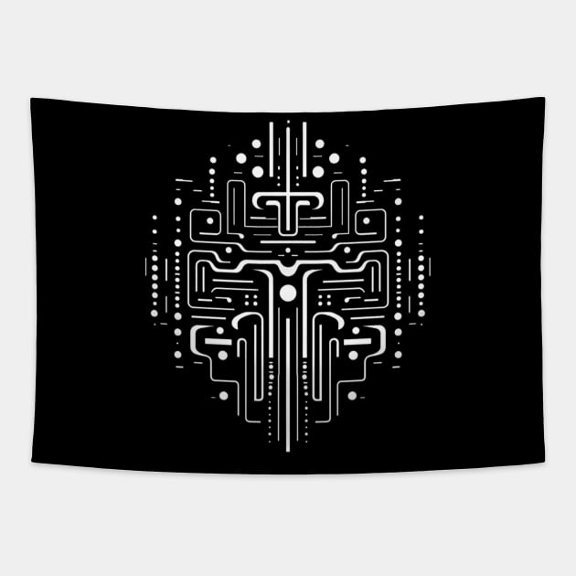 Sacred Geometry Fractal Art Microchip Tapestry by Nightarcade