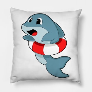 Dolphin at Swimming with Swim ring Pillow