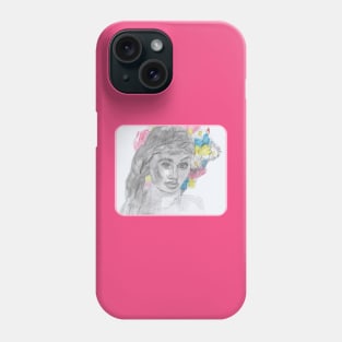 Young Girl in Halo of Flowers Phone Case