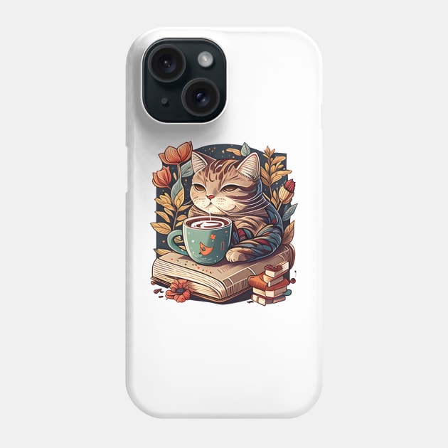 Love Pet My Cat - I Just Want To Drink Coffee And Reading Book Phone Case by jordanfaulkner02