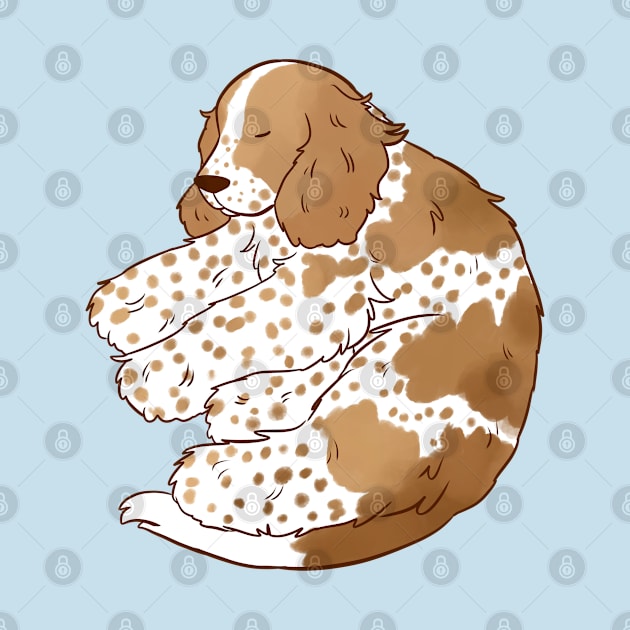 Cute english cocker spaniel sleeping illustration by Yarafantasyart