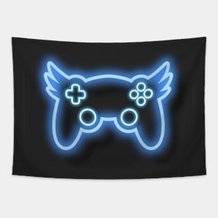 Neon Blue Winged Controller Tapestry