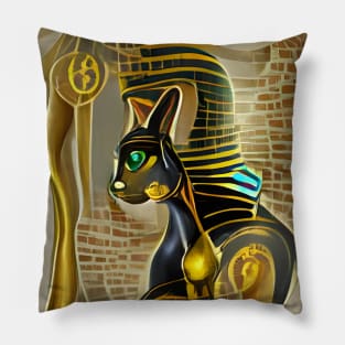 Ancient Egyptian Cat Goddess Bastet AI generated digital artwork Pillow