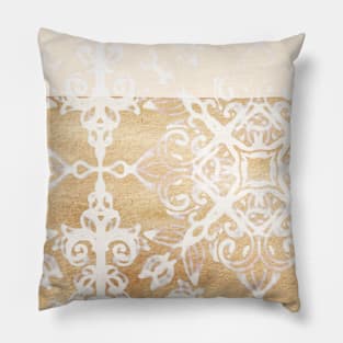 White Doodle Pattern on Sepia Ink Pillow