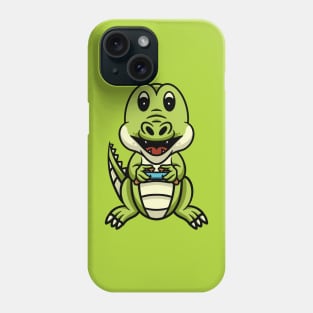 Cute crocodile playing video game Phone Case