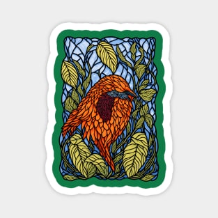 Stained glass Bird with Leaves Magnet