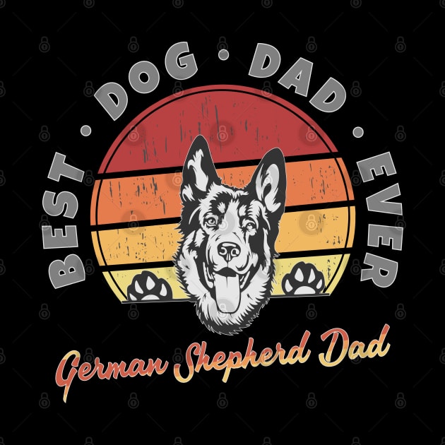 German Shepherd Dad Retro Sunset by RamoryPrintArt