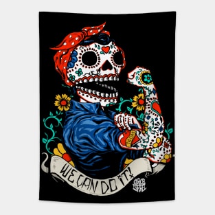 We Can Do It Skull Tapestry
