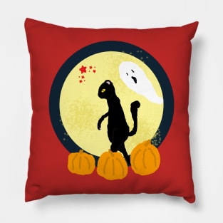 Ghost hunter black cat Pillow