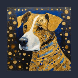 Gustav Klimt Style Brown Dog with Striped Coat T-Shirt